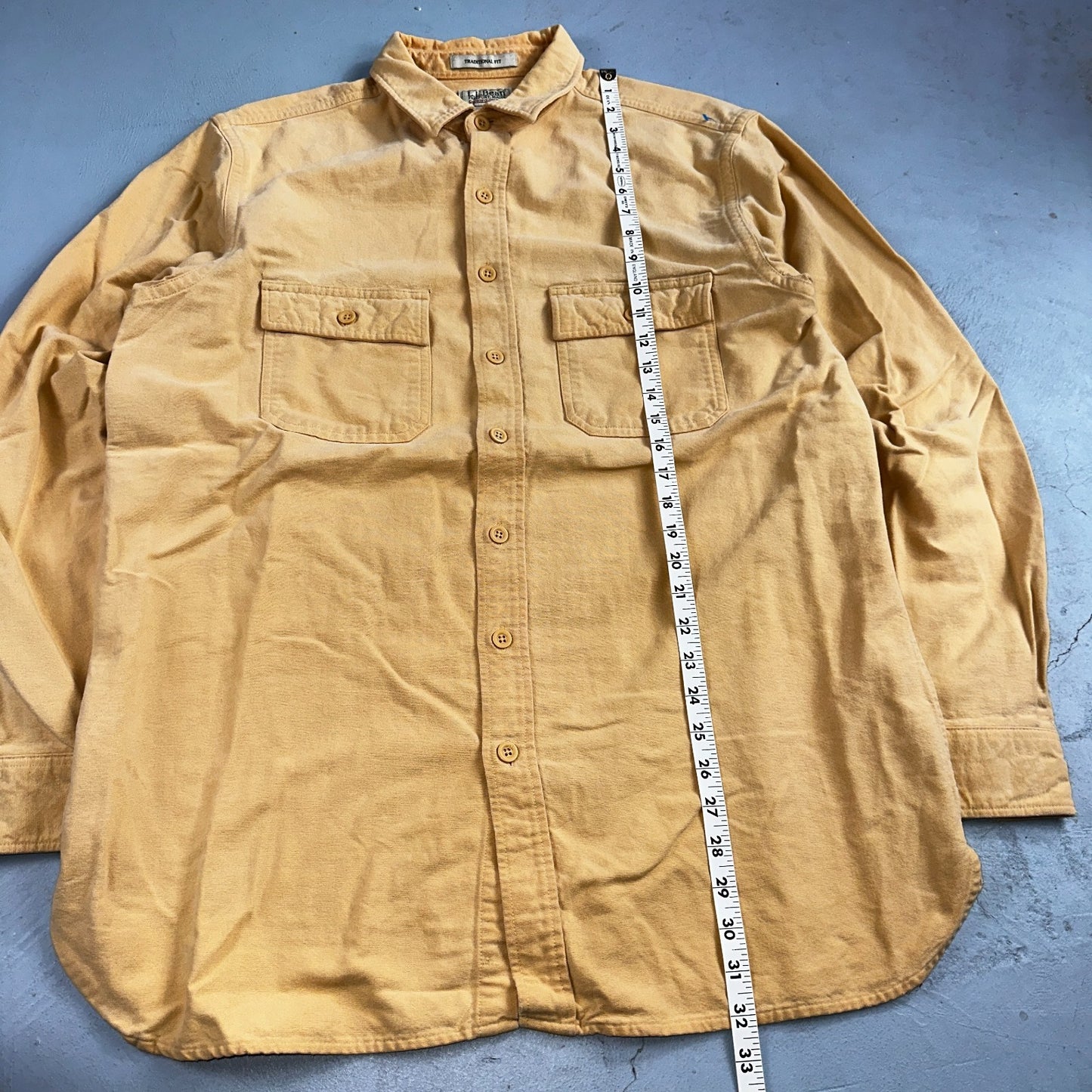 Vintage LL Bean Chamois Cloth Flannel Shirt Mens L Tall Yellow Made in USA 90s