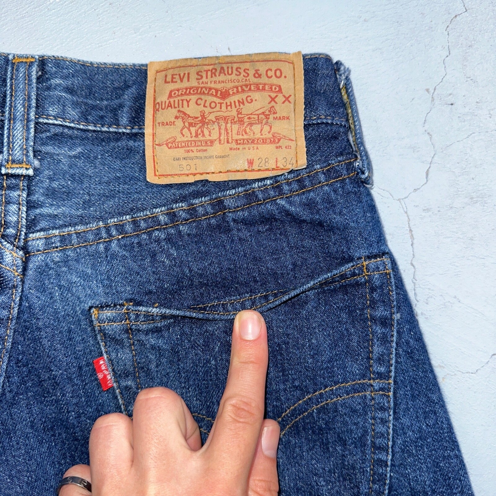 Levis 501 VTG 70s SS Redline Selvedge Jeans XX Dark Wash 28x34 Act 26x30