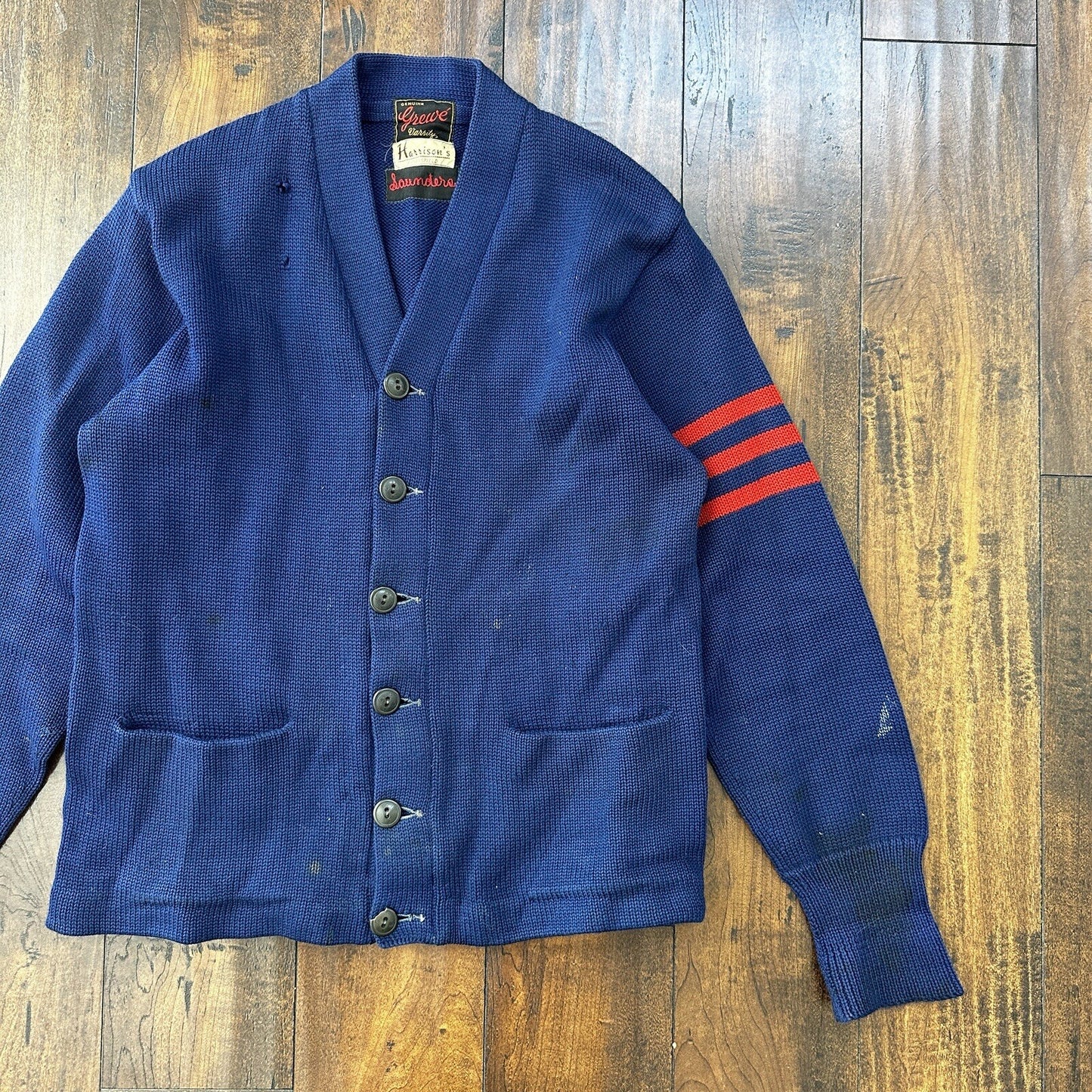 Vintage Men's Varsity Letter Sweater 50s Cardigan Grewe Sz 40 Rockabilly Wool