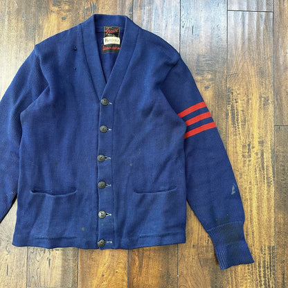 Vintage Men's Varsity Letter Sweater 50s Cardigan Grewe Sz 40 Rockabilly Wool