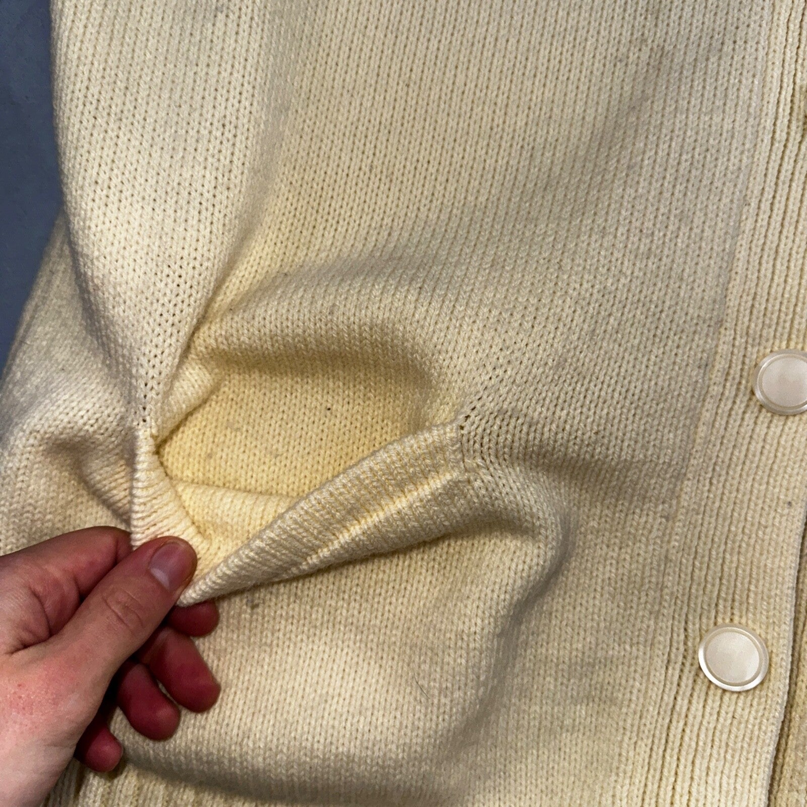 Vintage Yellow Knit Sweater Cardigan Womens 70s 80s Basic Cozy Essential Winter