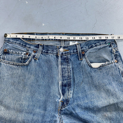 Levis 501 Vintage 90s Y2K Straight Leg Jeans Blue Light Wash 35x32 Act 34x31