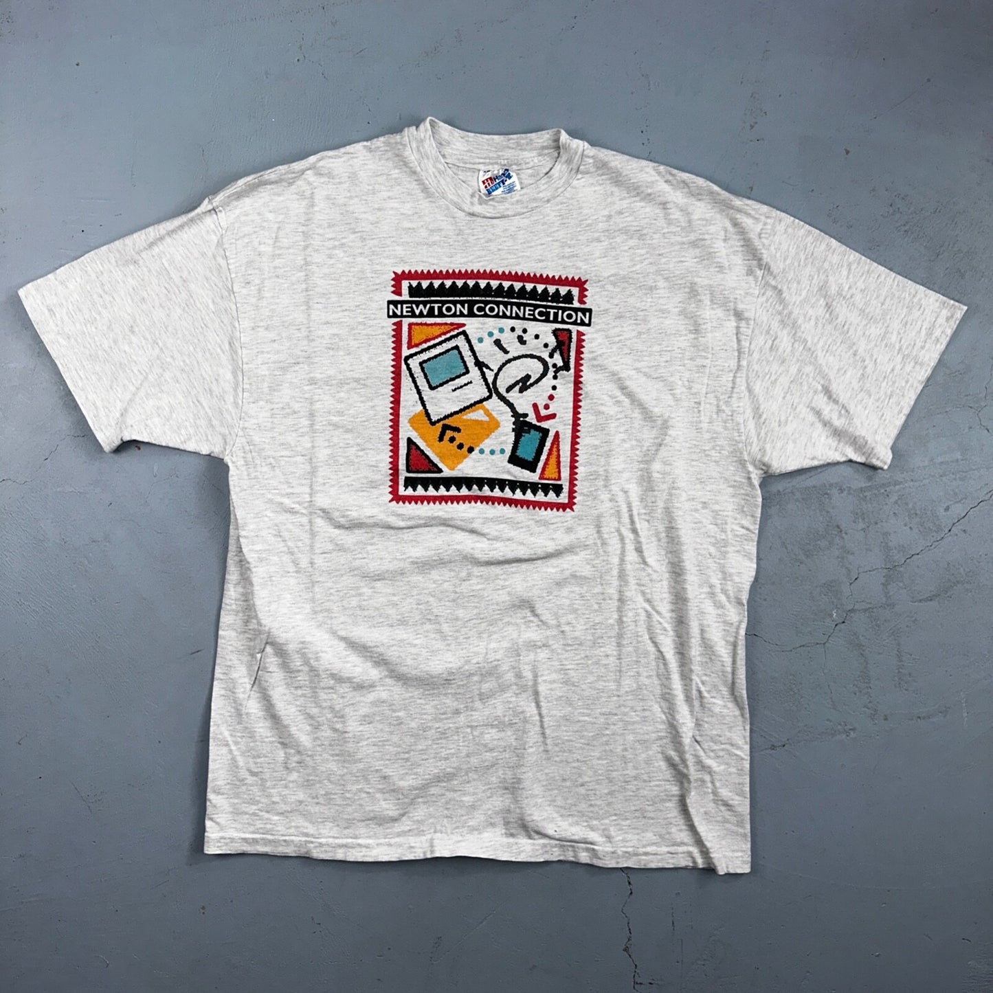 Newton Connection Computer PC VTG T Shirt 90s Hanes Beefy Grey Rare Graphic