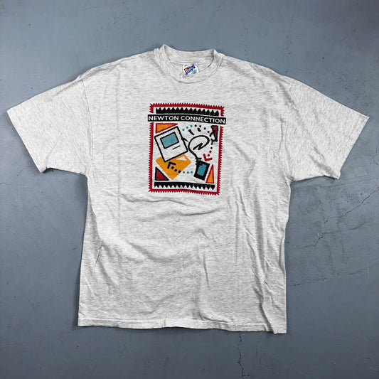 Newton Connection Computer PC VTG T Shirt 90s Hanes Beefy Grey Rare Graphic