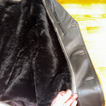 VTG Mens Long Length Vintage Leather Military Duster Custom Made Lined 1980s