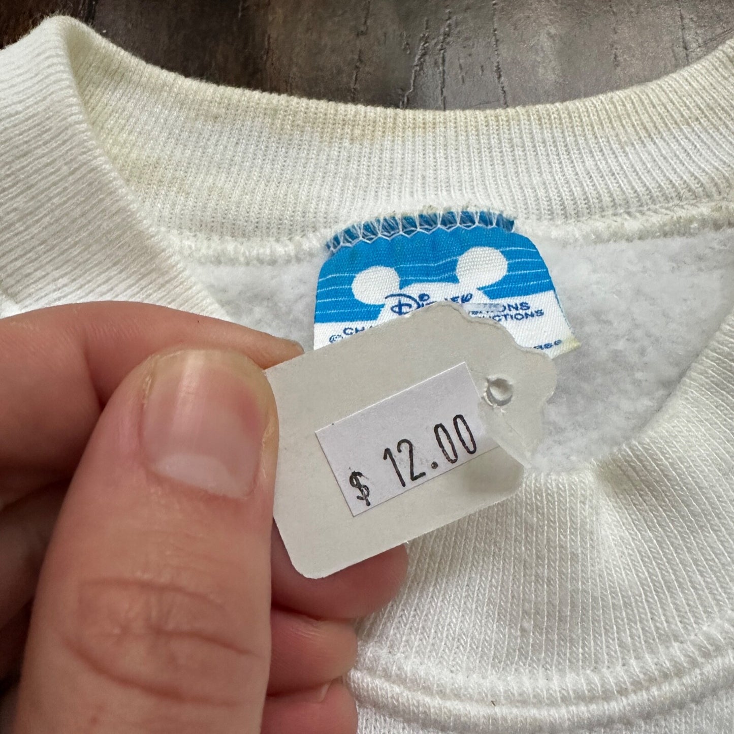 VTG 80s Mickey Mouse Sweatshirt USA L Mens White Pullover Crewneck 1980s