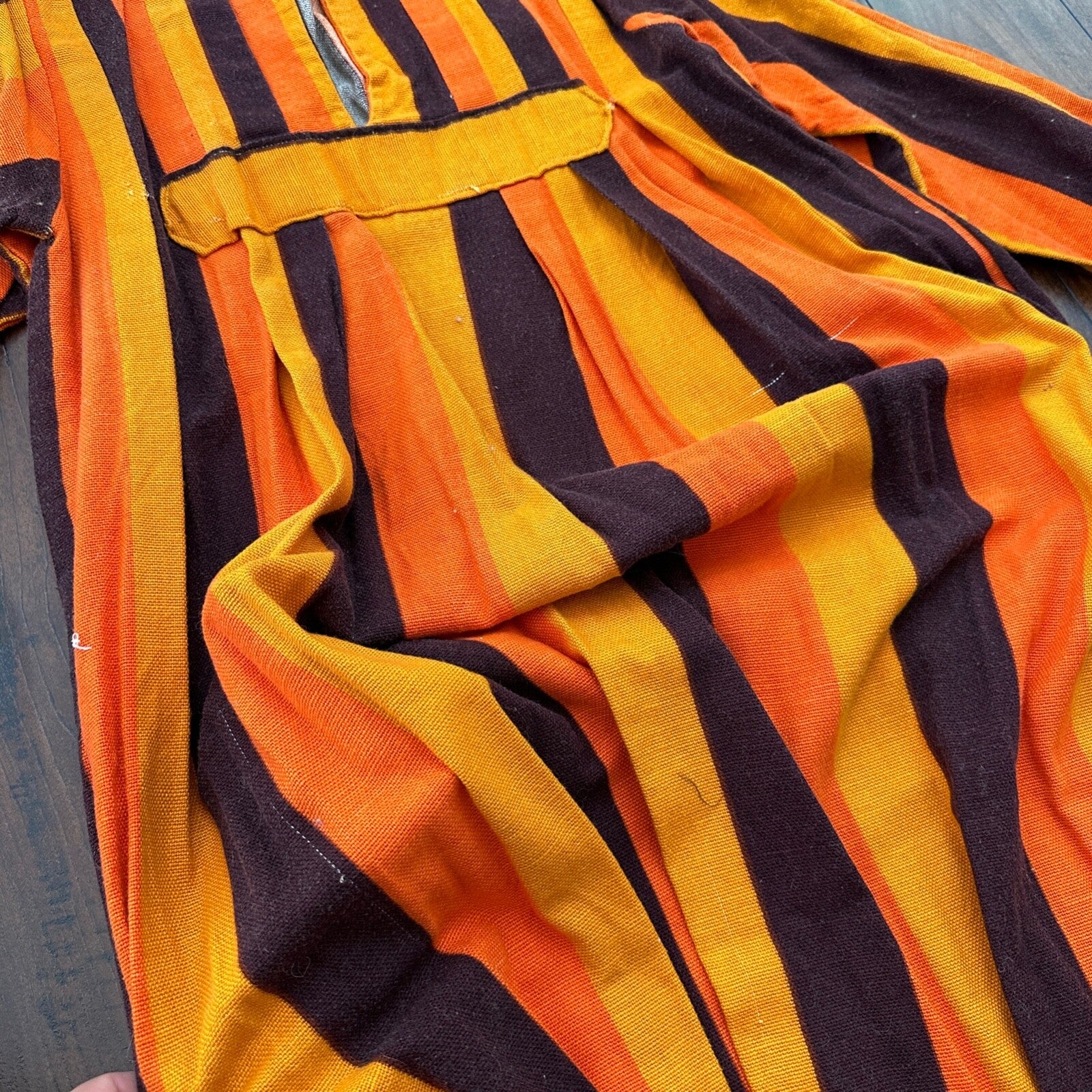 VTG 1960s Rockabilly Womens Dress Summer Skirt 60s 70s Top Orange Mexico Stripe