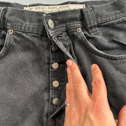 Vtg Diesel Men Saddle Relaxed Fit Black Jeans 32x33 Fits 31"  Made in Italy Y2K