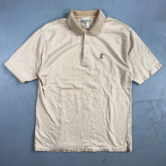 Disney Mickey Mouse Polo VTG T Shirt Disneyland Y2K Golf Cute Beige Tan Mens L