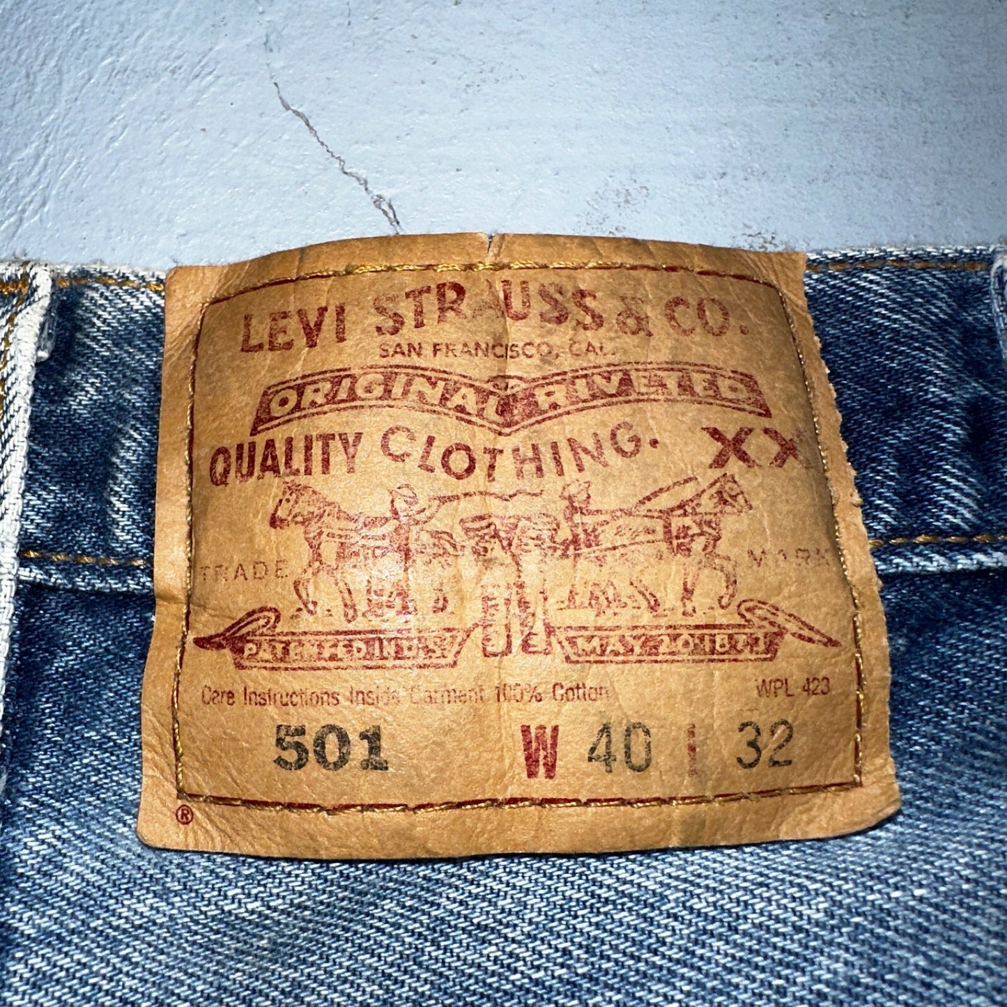 Levis 501 Vintage 90s Mexico Straight Leg Jeans 40x32 Y2K Light Wash Act 37x30