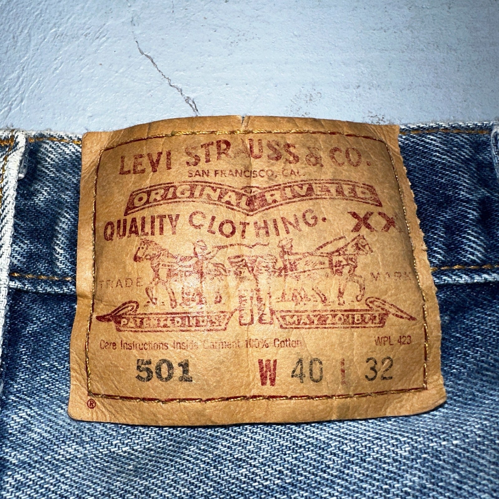 Levis 501 Vintage 90s Mexico Straight Leg Jeans 40x32 Y2K Light Wash Act 37x30
