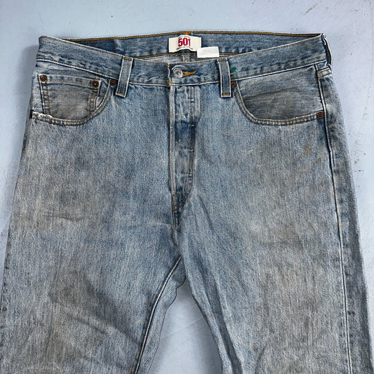 Levis 501 Vintage Y2K XX Straight Leg Jeans Blue Light Wash 35x34 Act 34x34