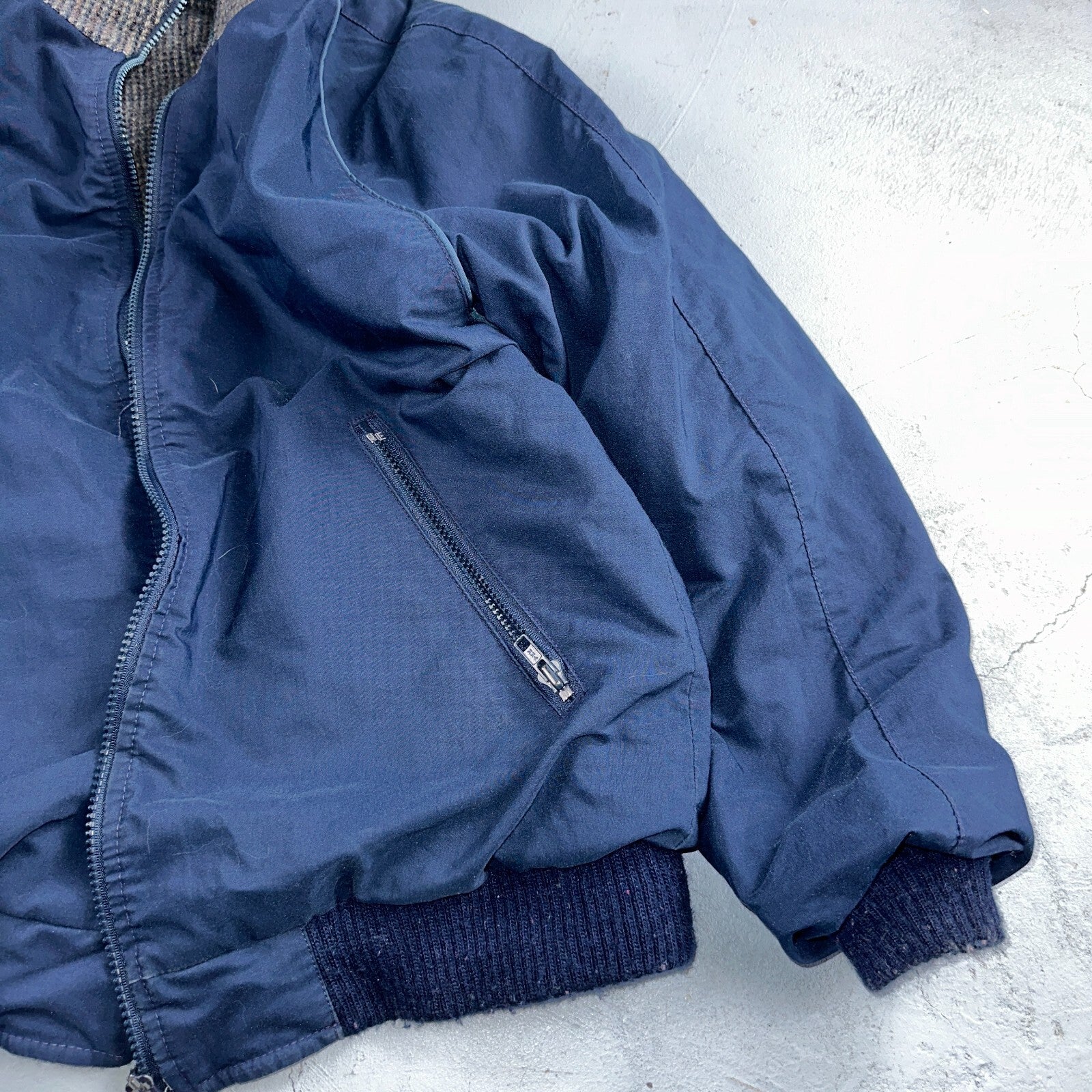 PENDLETON VTG USA Men’s Medium Blue Insulated Wool Bomber Jacket Broken Zipper