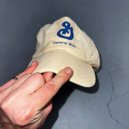 General Mills Corduroy VTG Hat Cap Snapback White USA Cereal Fun Tasty Logo