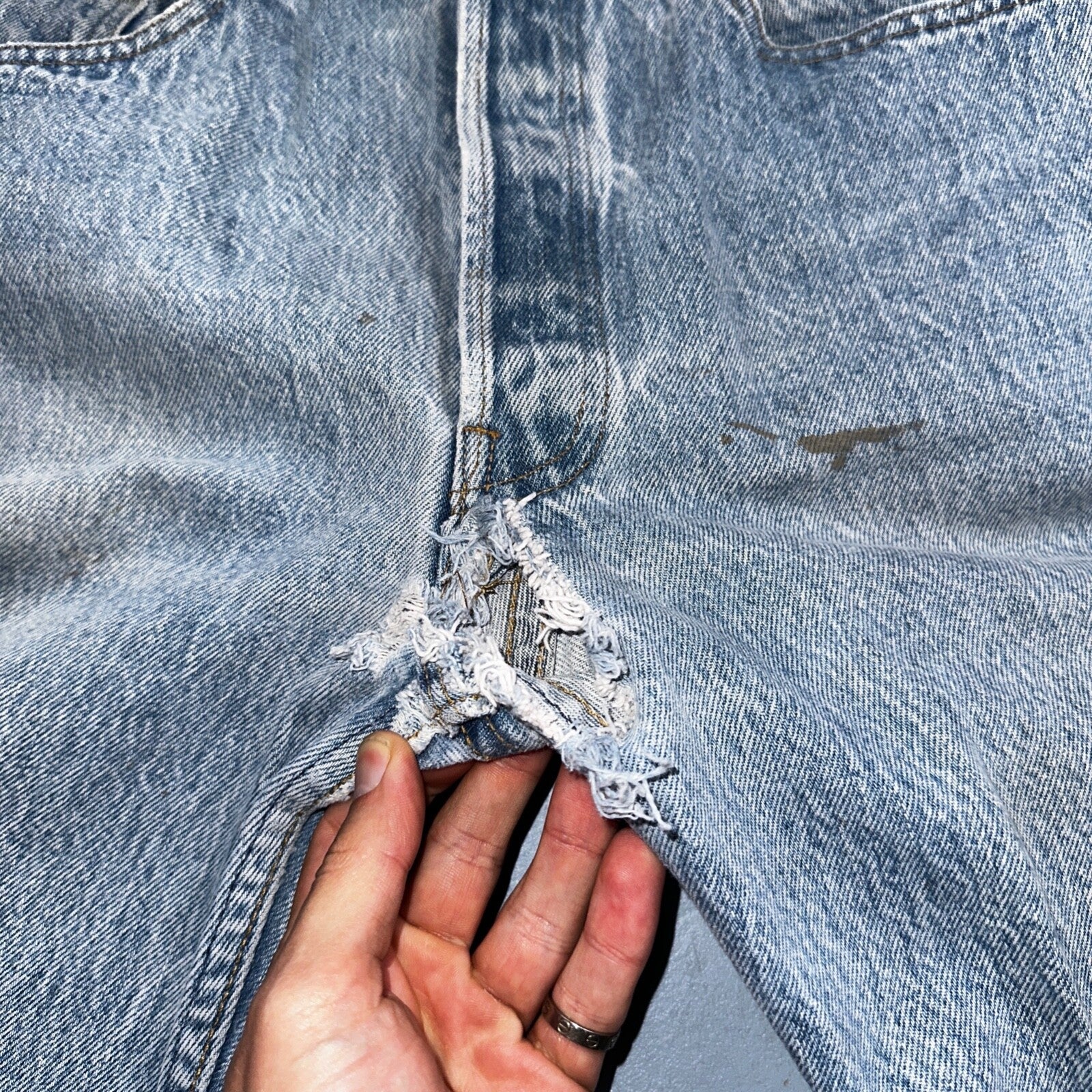 Levis 501 Vintage 90s USA XX Straight Leg Jeans 33x36 Light Wash Act 30x30