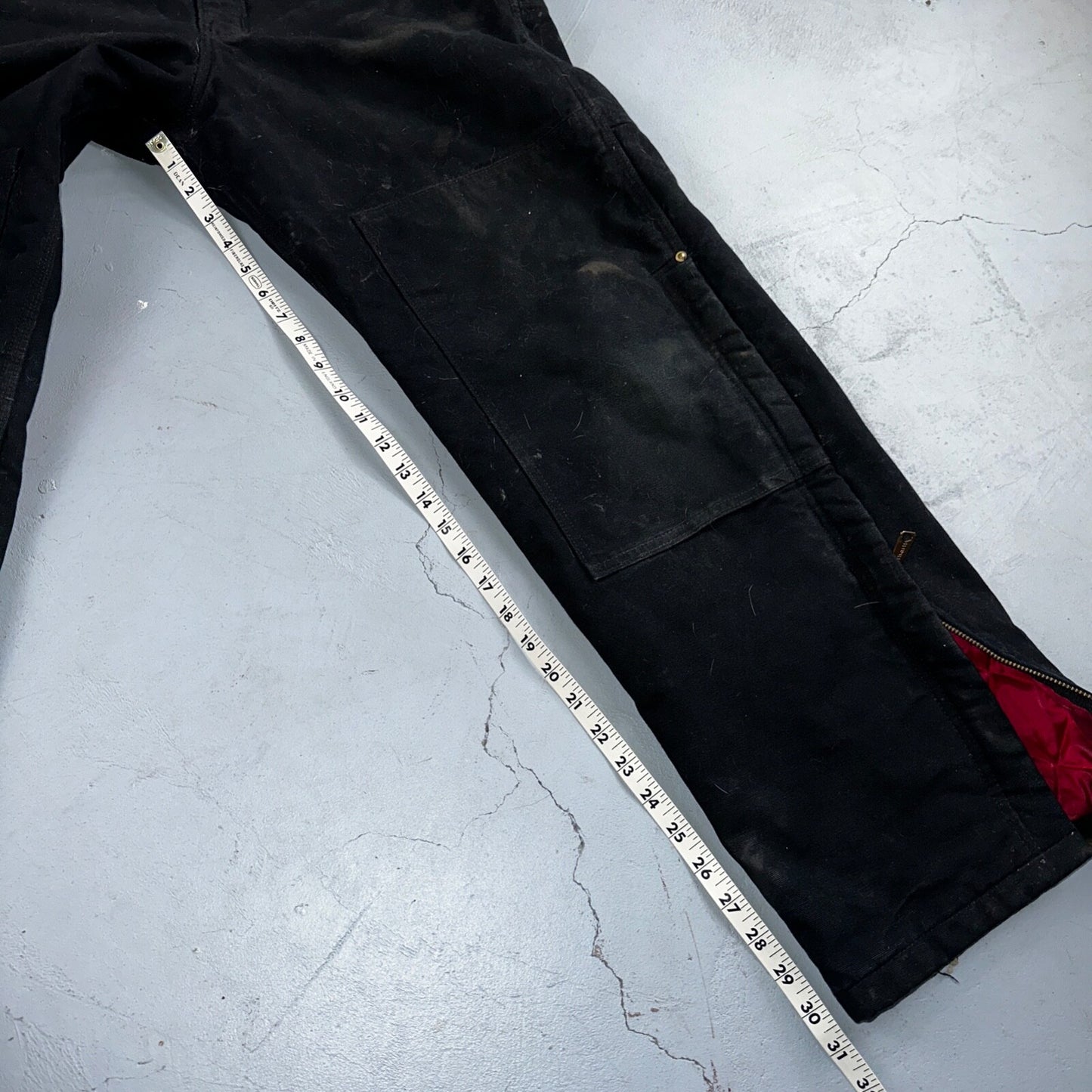 Carhartt Overalls Black Canvas Carpenter Lined R02 BLK USA Made Men’s 34x32