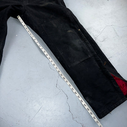 Carhartt Overalls Black Canvas Carpenter Lined R02 BLK USA Made Men’s 34x32