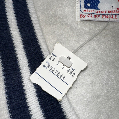 VTG NWT 90s New York Yankees Cliff Engle Knit White Baseball Sweater Mens XL USA