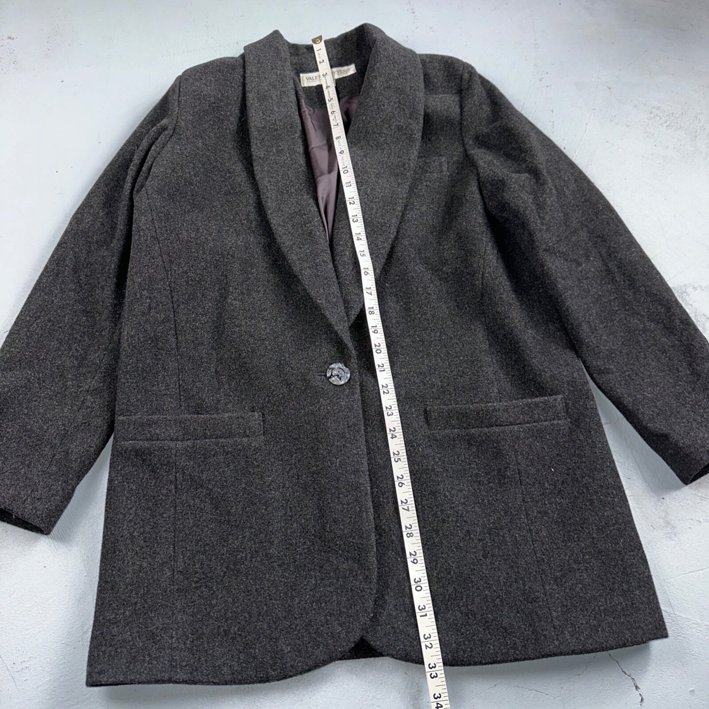 Vintage Valerie Steven’s Gray Black Wool & Cashmere Blend Blazer Women’s Sz 8