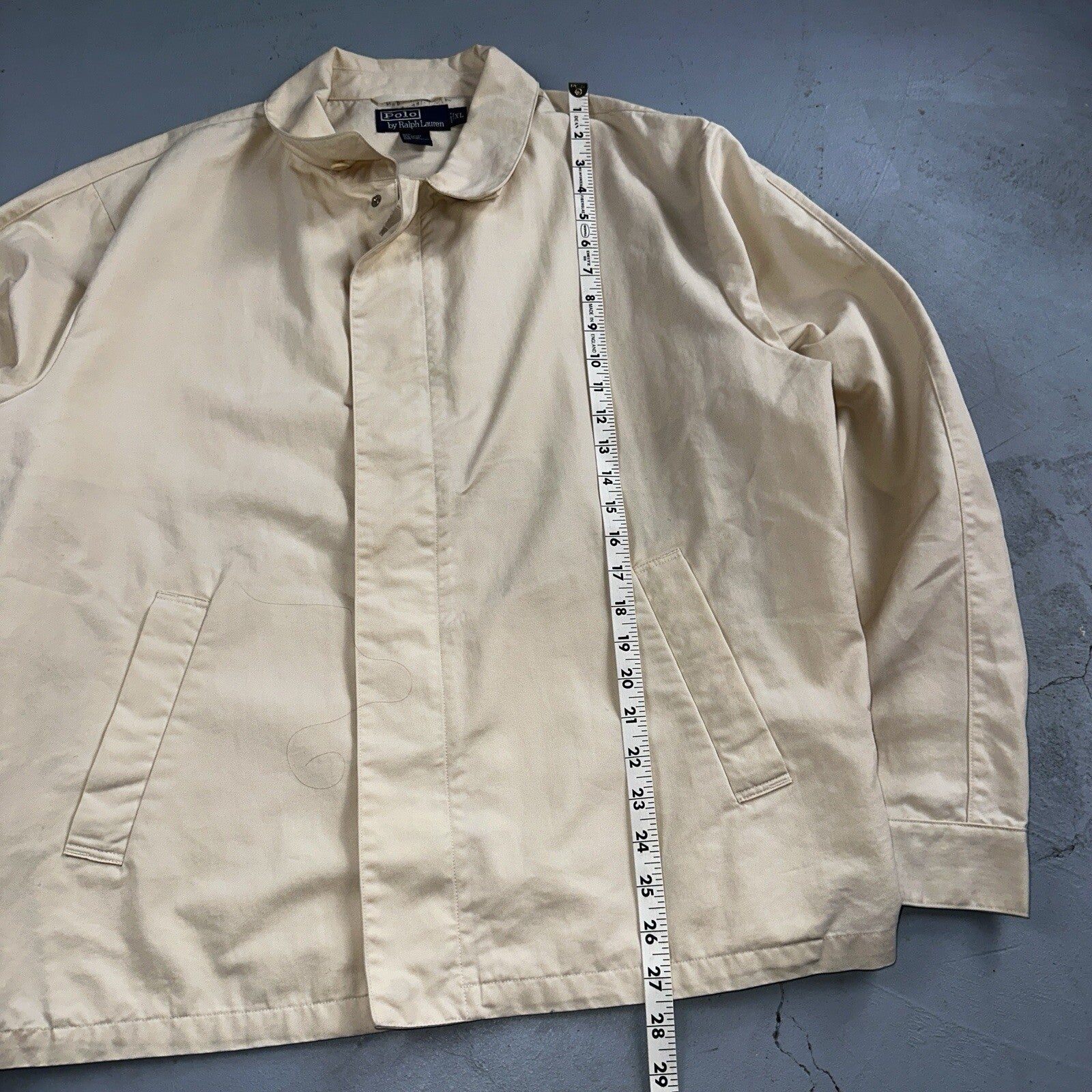 Polo Ralph Lauren Jacket VTG 90s Mens XL Tan Khaki Dad Full Zip Side Belted