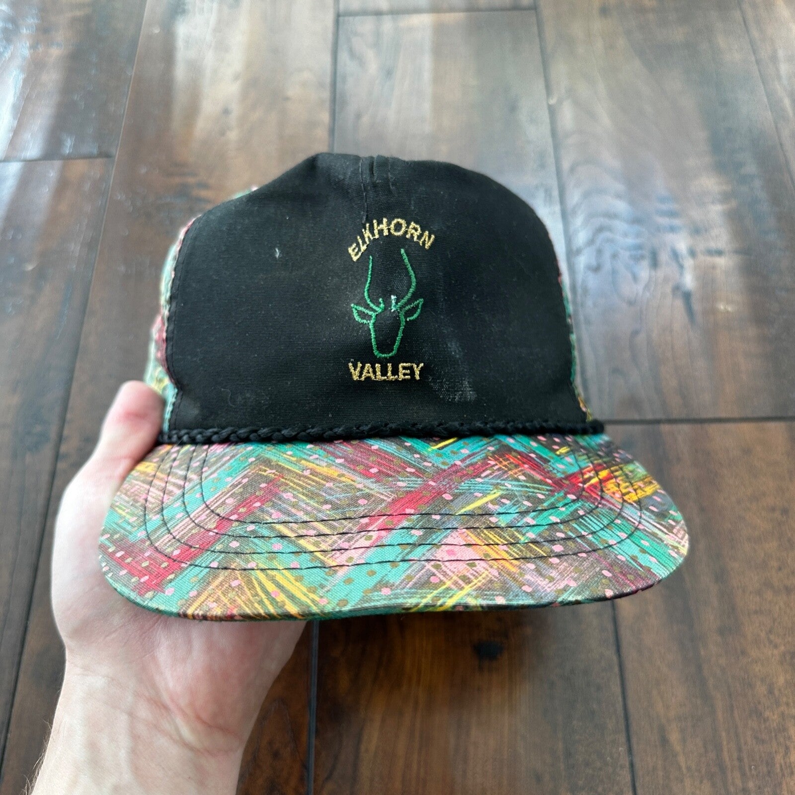 Elkorn Valley Disco Print Vintage Hat Cap Snapback 80s 90s USA Oregon Travel Rap