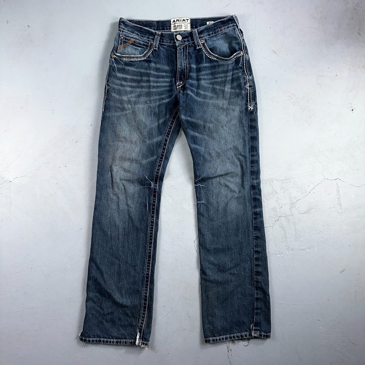 Ariat Jeans Mens 30 X 34 Blue Denim Rebar M4 Relaxed Boot Cut Workwear Country