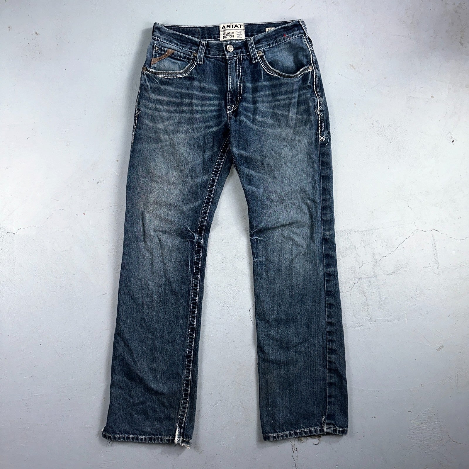 Ariat Jeans Mens 30 X 34 Blue Denim Rebar M4 Relaxed Boot Cut Workwear Country