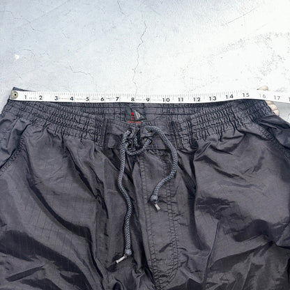 Nike Vintage Black Nylon Shorts Swoosh XL 90s Black Tag 9” Inseam Running Track