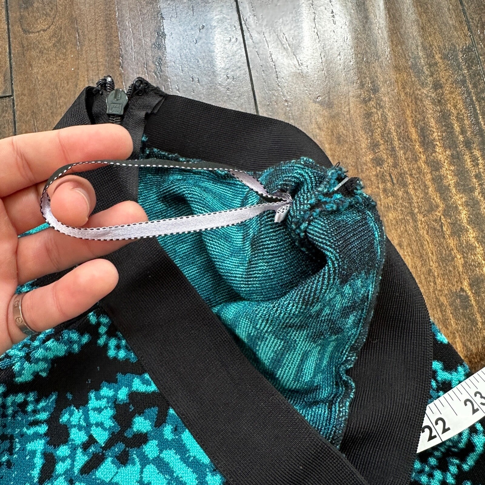 Vintage Yoga Crazy Print Hippie Boot Cut Beach Teal Green Black Gym 90s Y2K