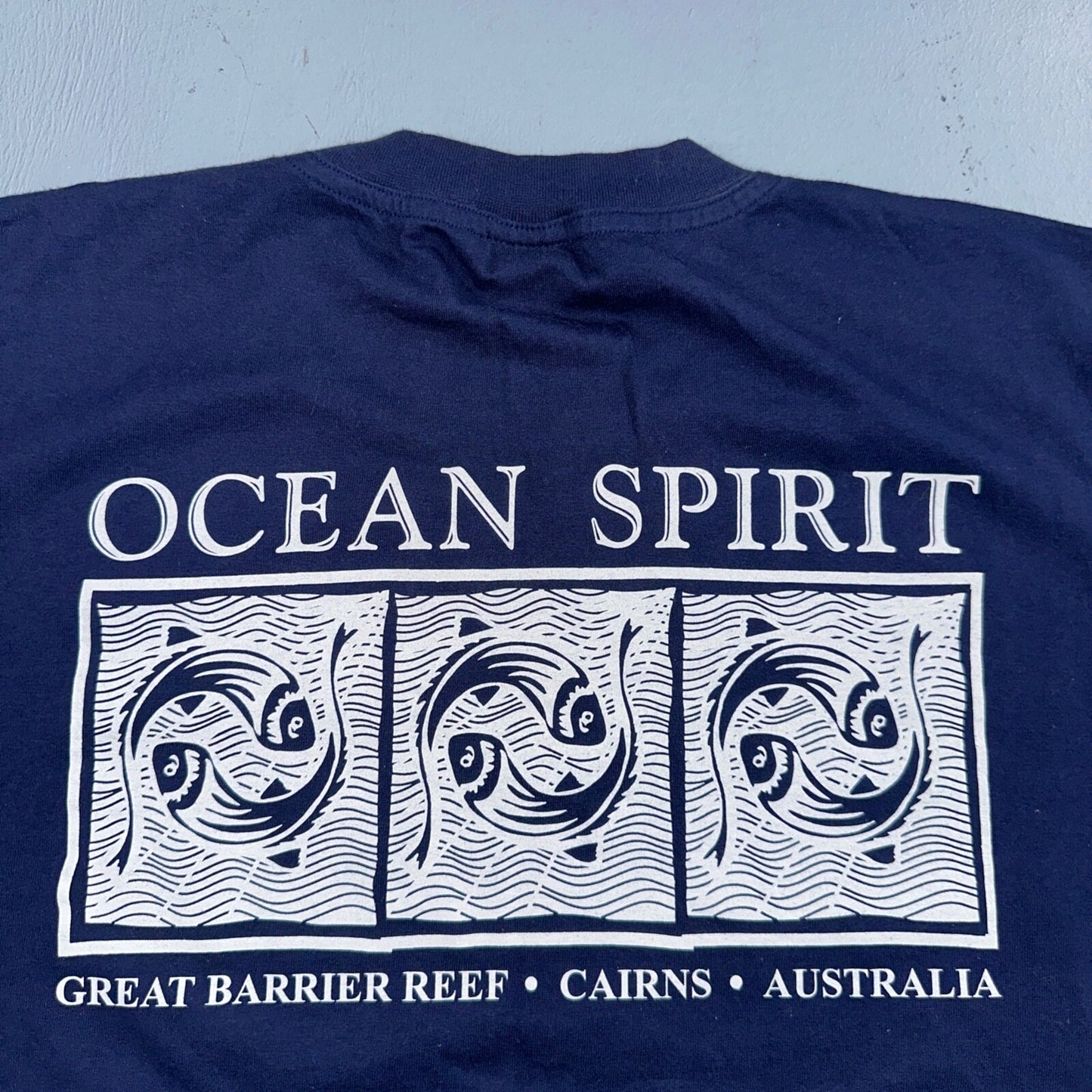 Ocean Spirit Australia VTG T Shirt Great Barrier Reef Navy 90s Medium Travel Lov