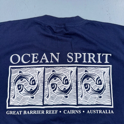 Ocean Spirit Australia VTG T Shirt Great Barrier Reef Navy 90s Medium Travel Lov