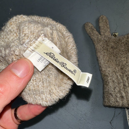 Eddie Bauer Wool Gloves Small Med Charcoal Black Gray Winter VTG Made In USA