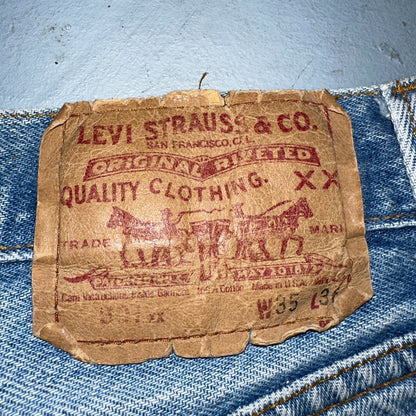 Levis 501 Vintage 90s USA XX Straight Leg Jeans Blue Light Wash 35x36 Act 32x27