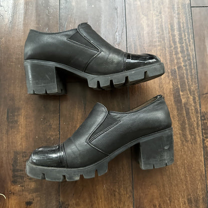 Zenden Genuine Leather Black Up Shoes 40 Euro Vtg Y2K Heels Mules Summer Dress