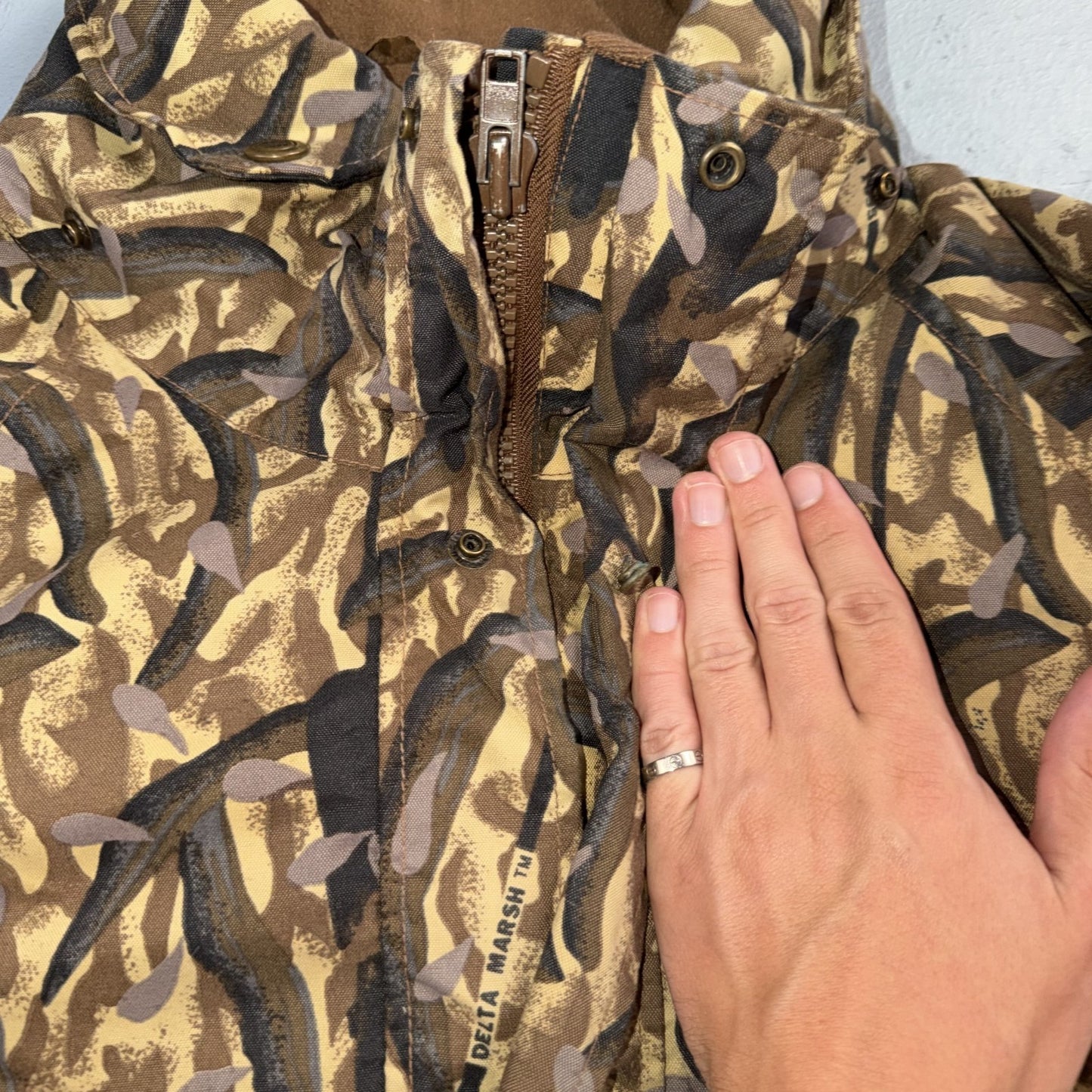 Vintage Columbia Delta Marsh Camo Jacket Men's Large Full Zip Hunting 1995