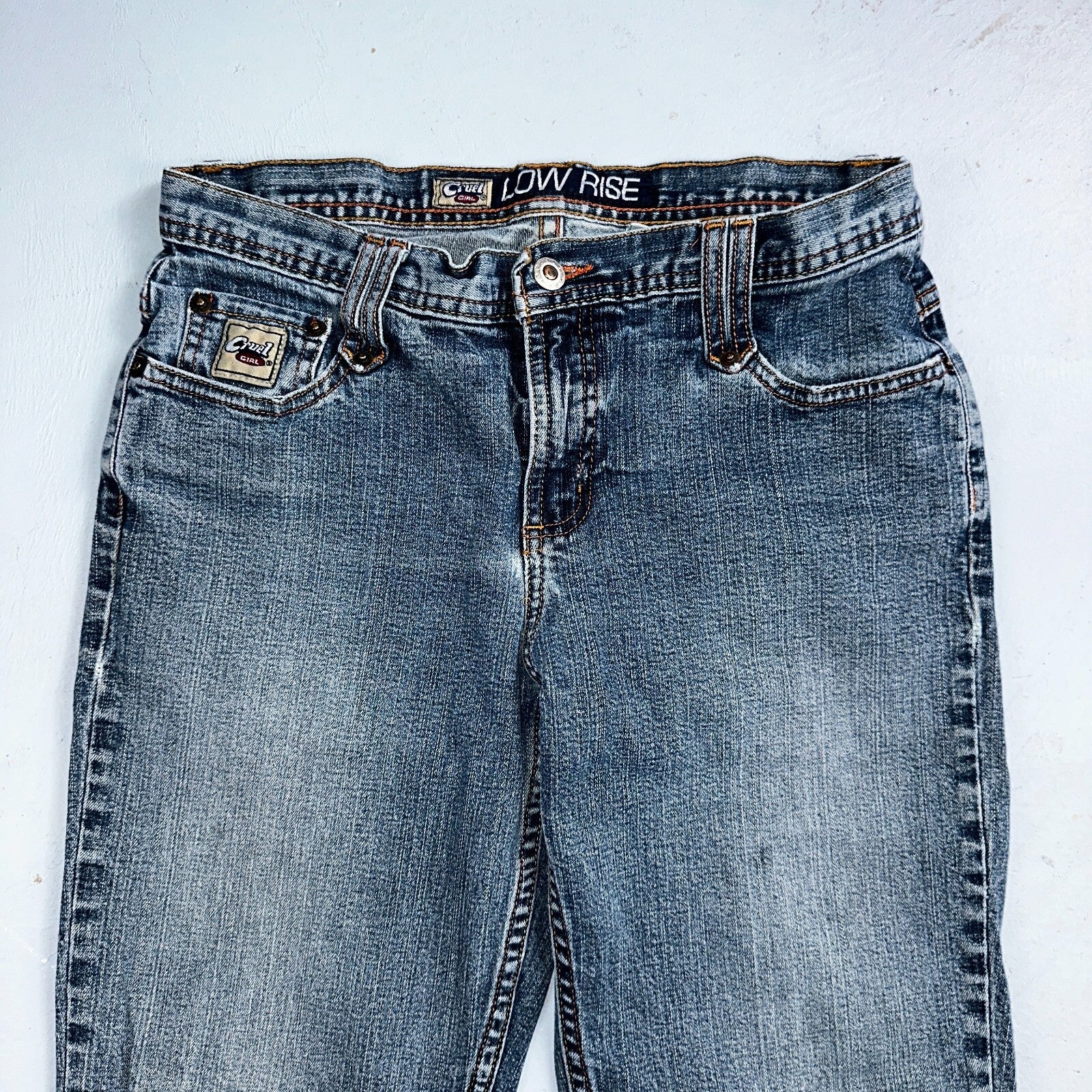 VINTAGE Cruel Girl Jeans Womens 9 Long Regular Low Rise Wide Leg Med Wash Denim