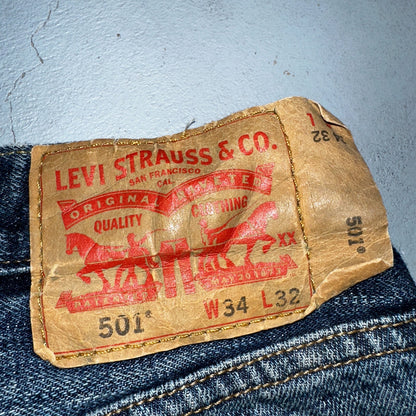 Levis 501 Y2K XX Straight Leg Jeans Blue VTG Med Wash 34x32 Act 33x30