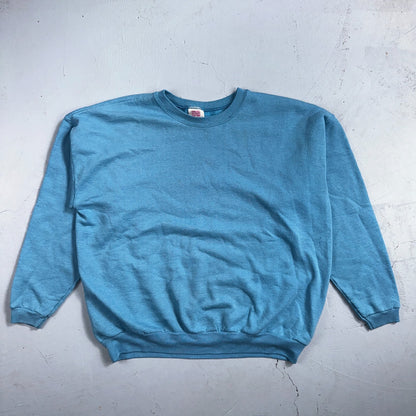 Vintage Crew Neck Sweatshirt 90s Women's Pullover Sweater Blue Hanes Her Way L