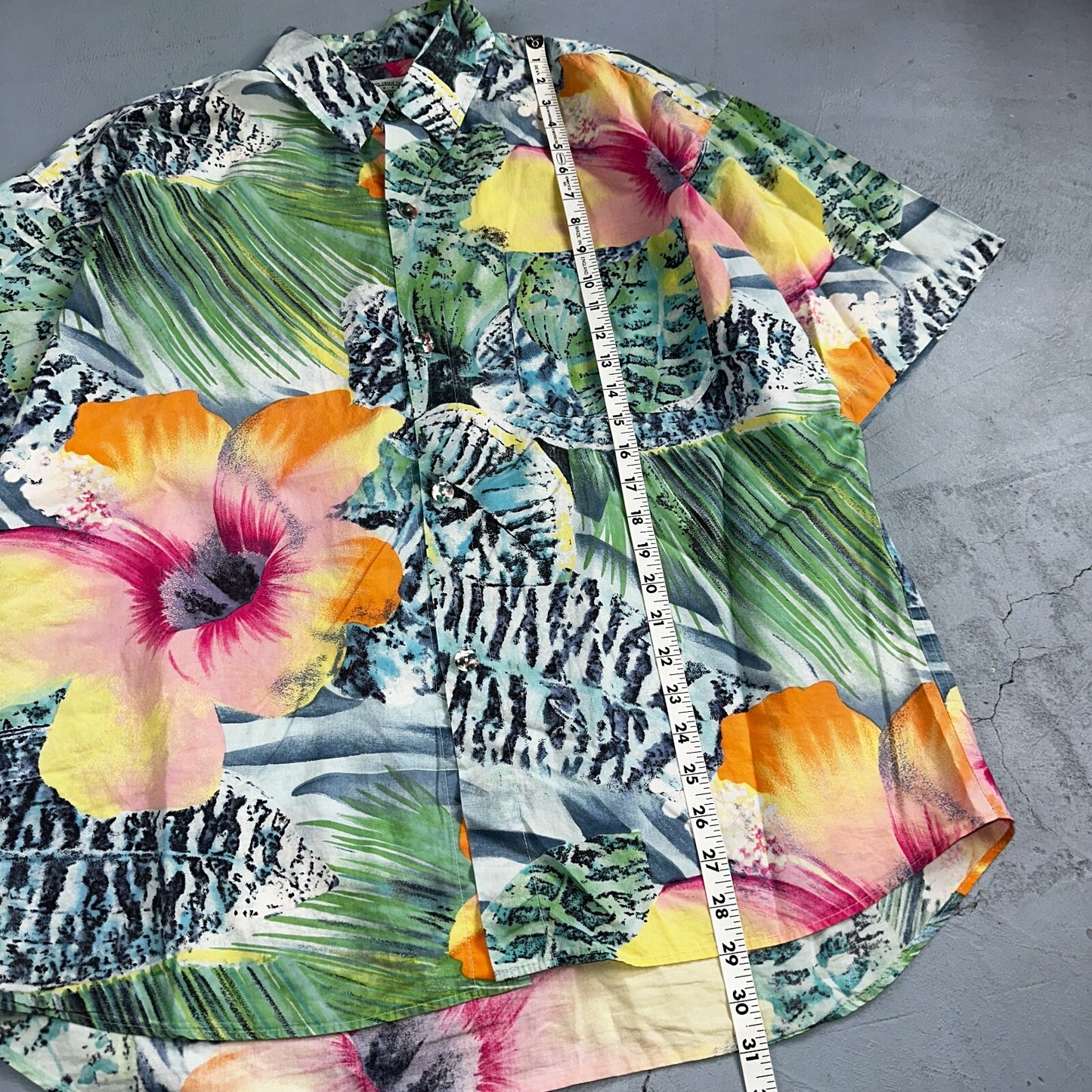 Vintage Jams World Tropicana Floral Men's Hawaiian Button Large Shirt USA Made