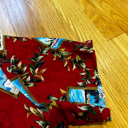 VTG Hilo Hattie Hawaiian Original Shirt Mens M Palms Tropical Floral Hawaii USA