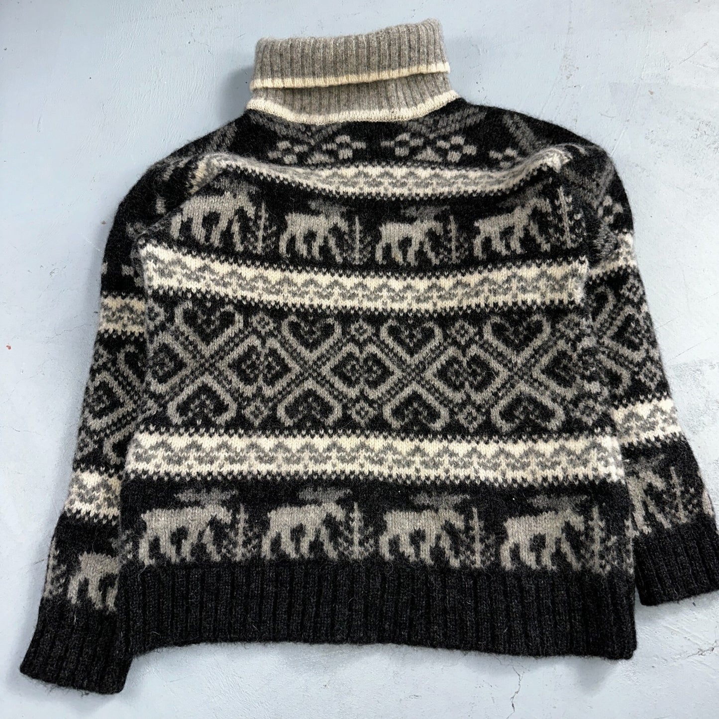 Eddie Bauer Vintage 1992 Wool Turtleneck Fair Isle Pullover Sweater L Womens