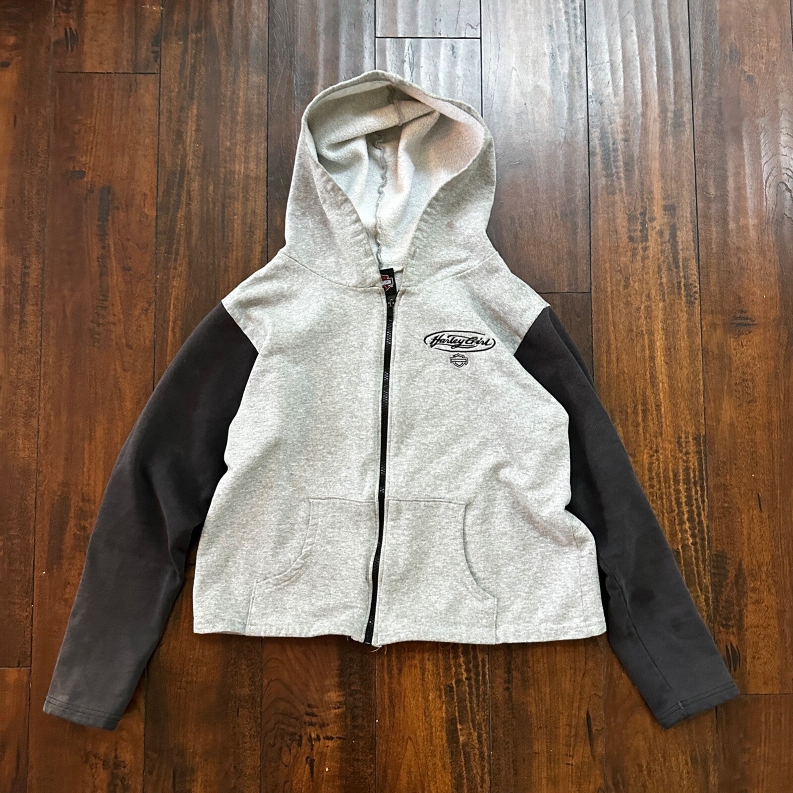 Vtg Harley Davidson Size L Women's Zip Up Hoodie USA 90s Eugene Oregon Bike