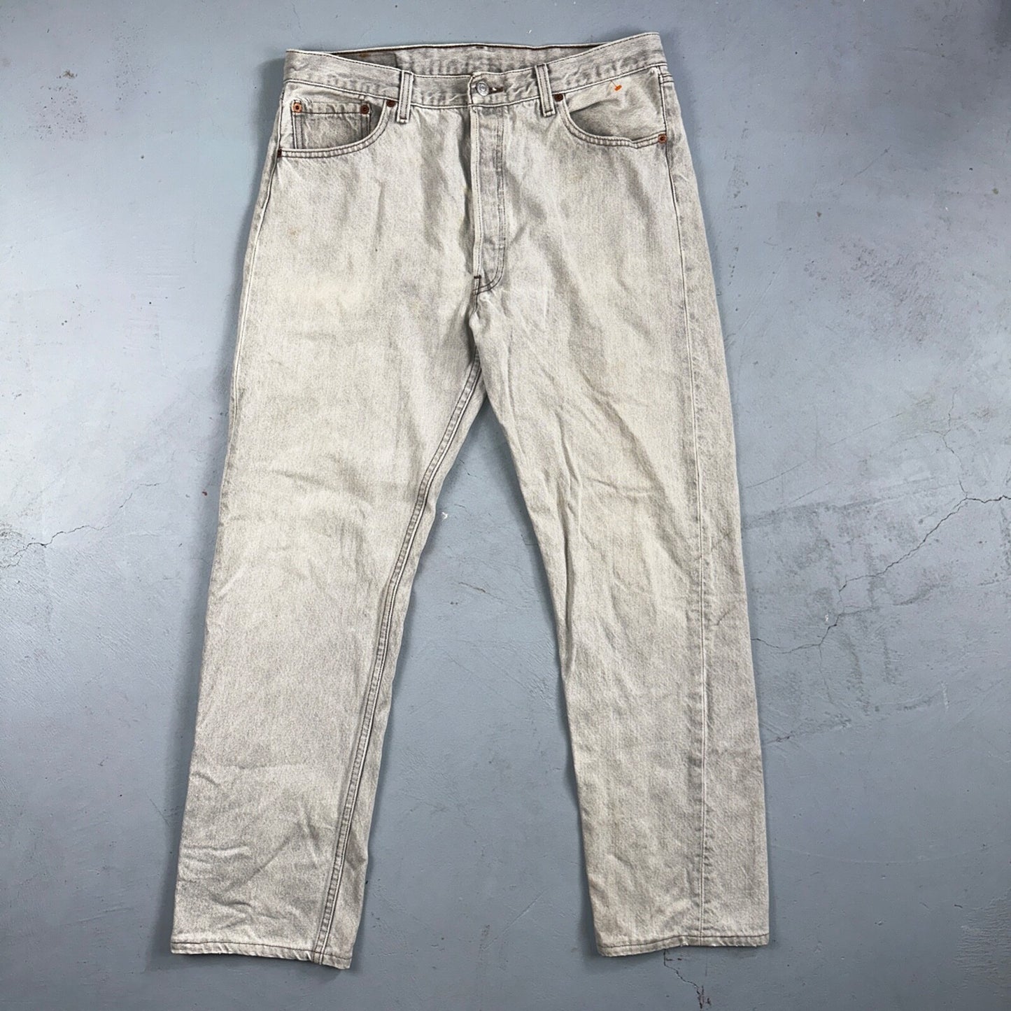 Levis 501 Vintage 90s USA XX Straight Leg Jeans Gray Light Wash 36x32 Act 33x30