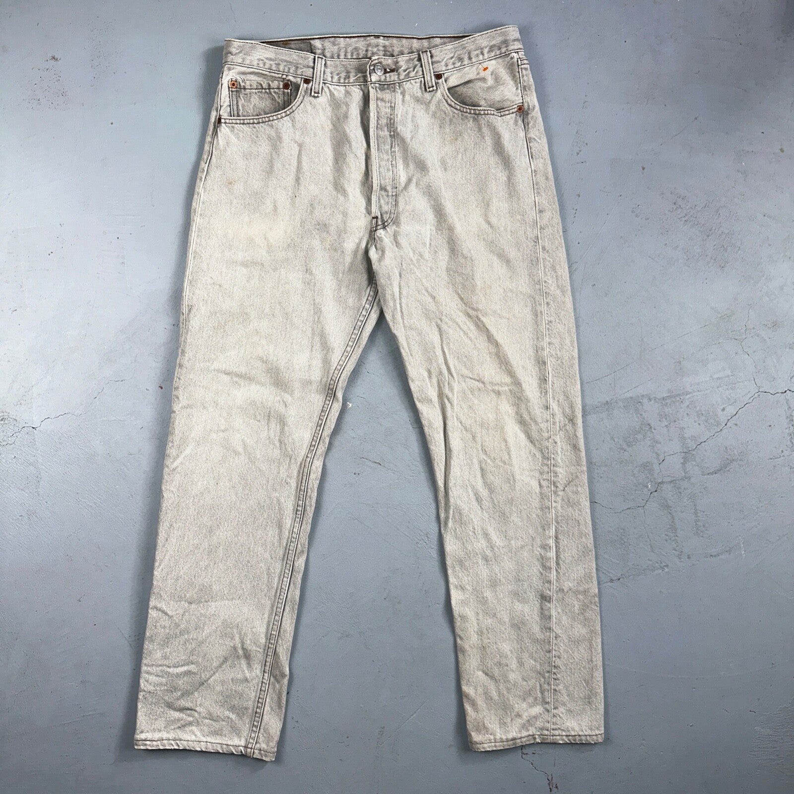 Levis 501 Vintage 90s USA XX Straight Leg Jeans Gray Light Wash 36x32 Act 33x30