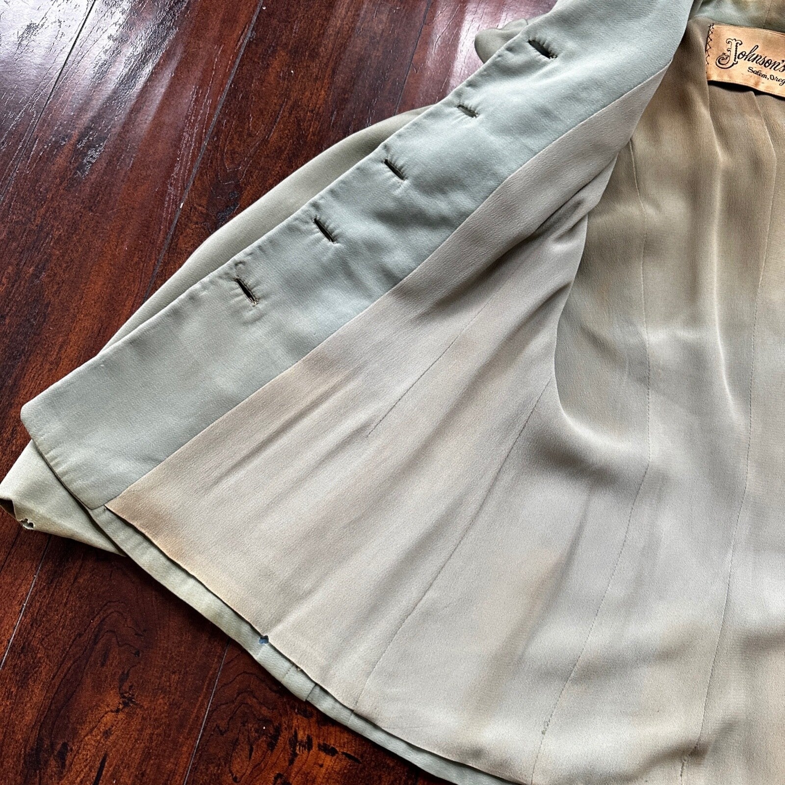 1950s Teal Green VTG 2 Piece Womens Houndstooth Suit Joselli MCM Wool 50s 40s