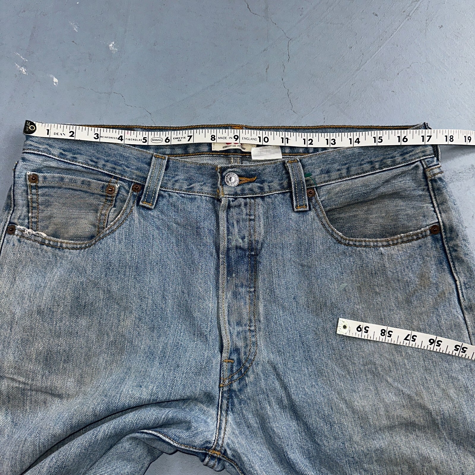 Levis 501 Vintage Y2K XX Straight Leg Jeans Blue Light Wash 35x34 Act 34x34