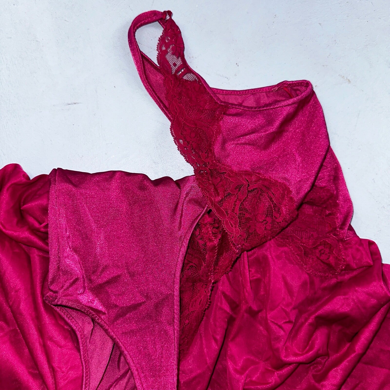 Vintage 1970s Olga Lingerie Slip Dress Sleepwear Full Sweep Nightgown Lace 70s