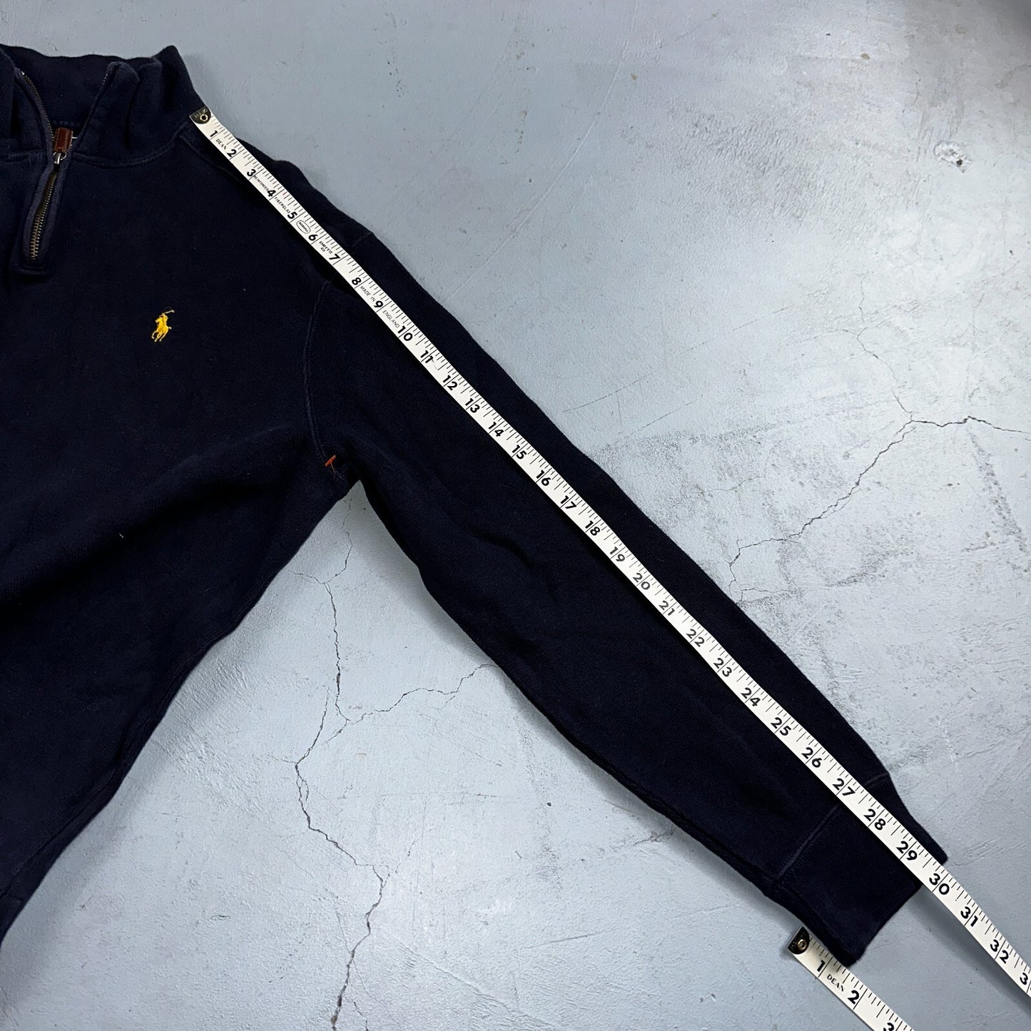 Polo Ralph Lauren Sweater VTG M Blue Cotton Long Sleeve Mock Neck Quarter Zip