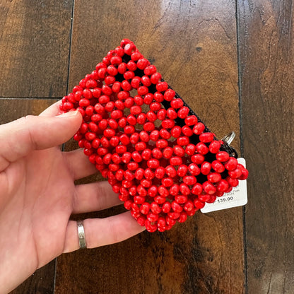 MAGID RED BEADED STYLE HANDBAG / PURSE Square Coin Filipino Tesoros