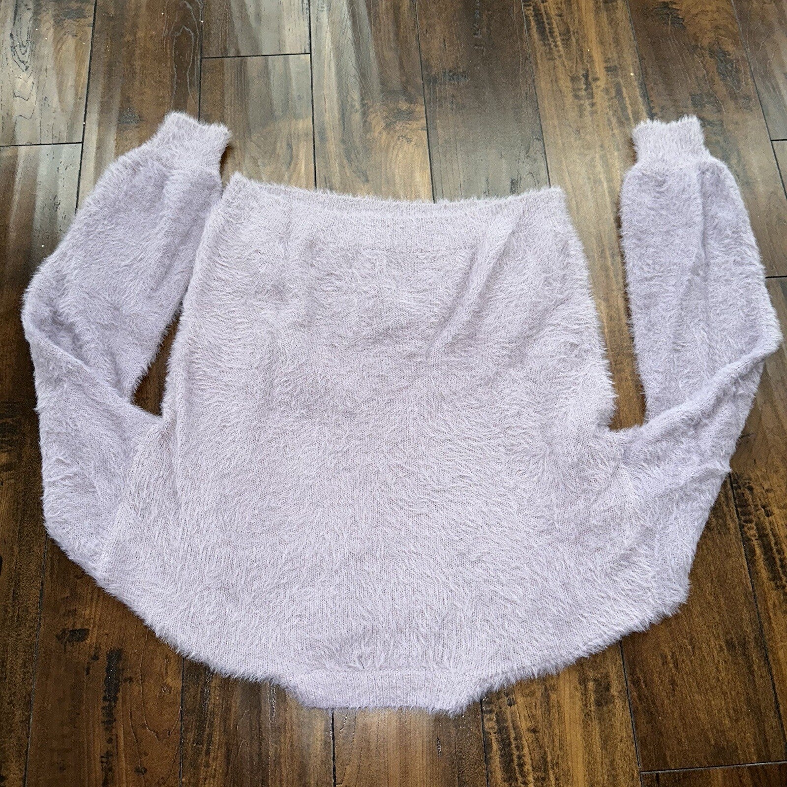 Nasty Gal Womens Fuzzy Sweater Purple Crew Neck Long Sleeve Mohair Vtg Style